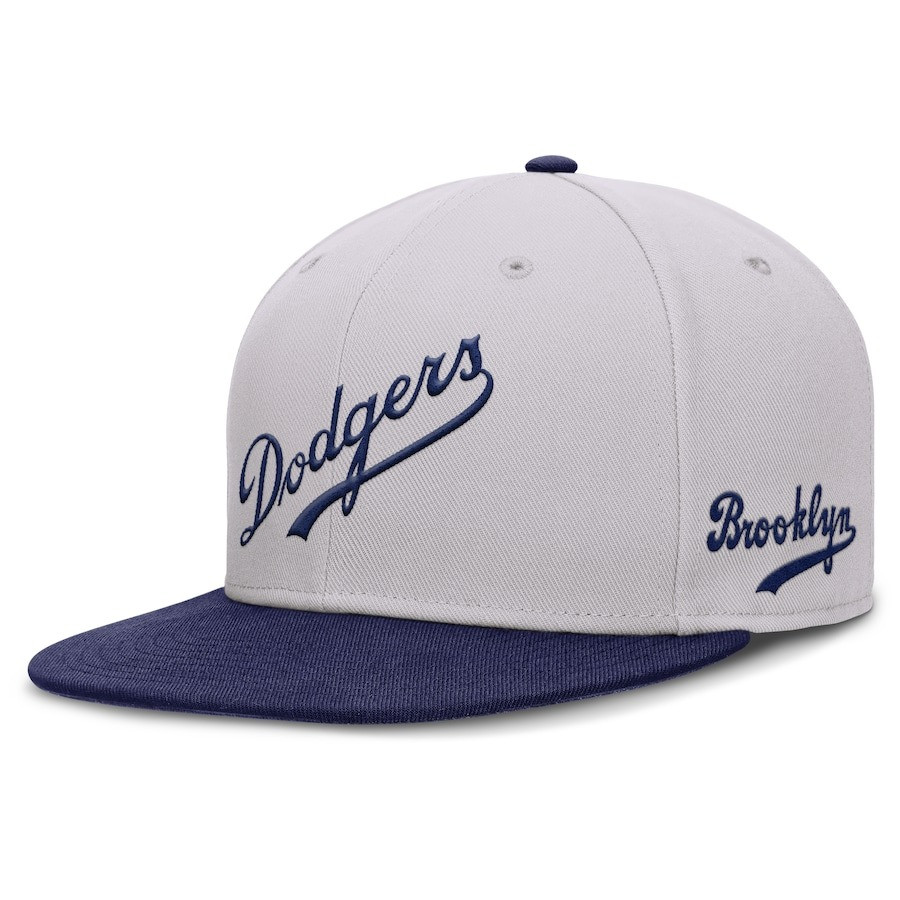 Brooklyn Dodgers Hat Gray Cooperstown Collection True Performance Fitted Hat Fan Gifts-1