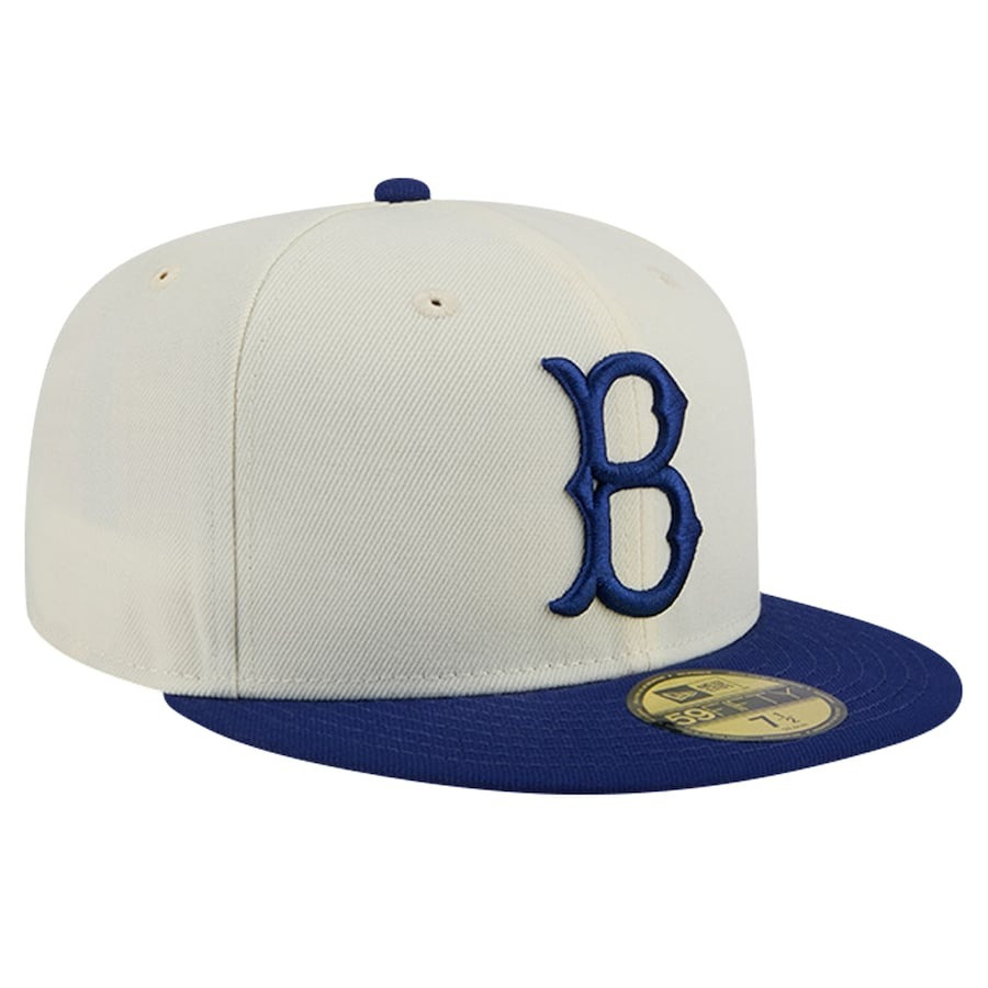 Brooklyn Dodgers Hat MLB New Era Cream Cooperstown 59FIFTY Fitted Hat Fan Merch Gifts-1
