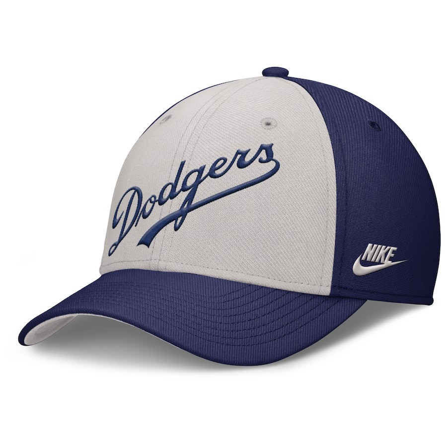 Brooklyn Dodgers Hat Navy Gray Rise Swoosh Performance Flex Hat Dodgers Fan Gifts Merch-1