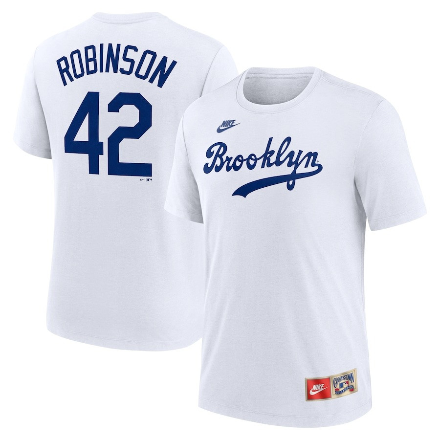 Brooklyn Dodgers Jackie Robinson Day 42 T-Shirt Cooperstown Tri-Blend Name And Numbe-1 Brooklyn Dodgers Jackie Robinson Day 42 T-Shirt Cooperstown Tri-Blend Name And Numbe-1