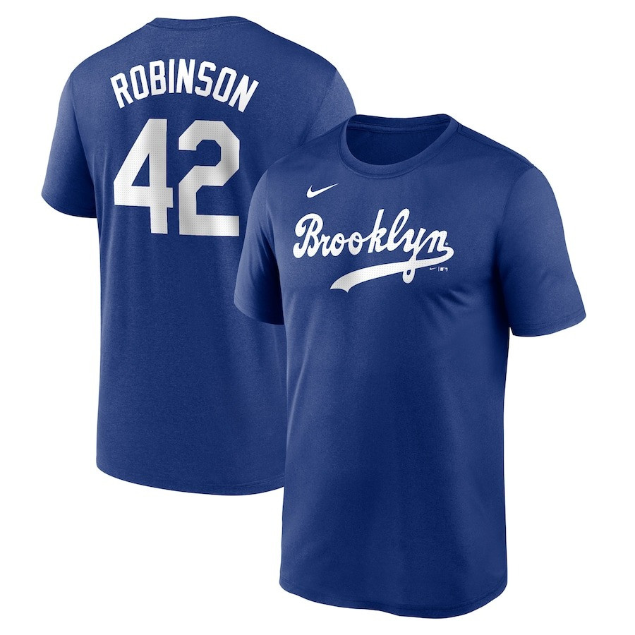 Brooklyn Dodgers Jackie Robinson Day 42 T-Shirt Royal Legend Name And Number Home-1