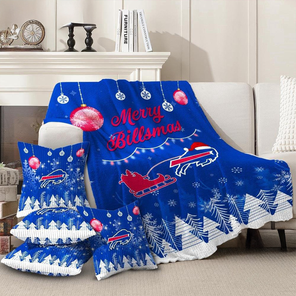 Buffalo Bills Football 2025 NFL Christmas Blanket Bills Merch Merry Christmas Sofa Decorations-1