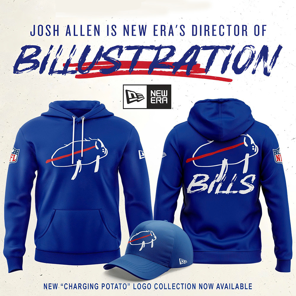 Buffalo Bills Josh Allen Charging Potato Logo Hoodie And Hat Merch Gifts For Bills Fans-1