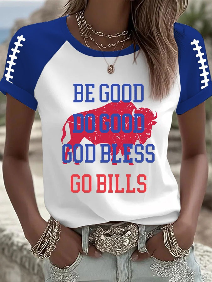 Buffalo Bills Merch Be Good Do Good God Bless Go Bills T-Shirt Women's Josh Allen MVP-1