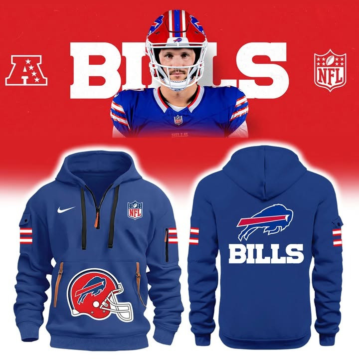Buffalo Bills Quarter Zip Hoodie NFL Merch Bills Mafia 2025 Football Game Day Fan Gifts-1