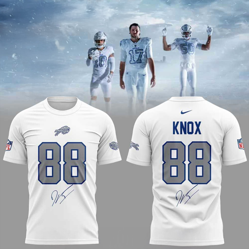 Buffalo Bills Rivalry Series Dawson Knox 88 Signature T-Shirt Buffalo Bills Merch Fan Gifts-1