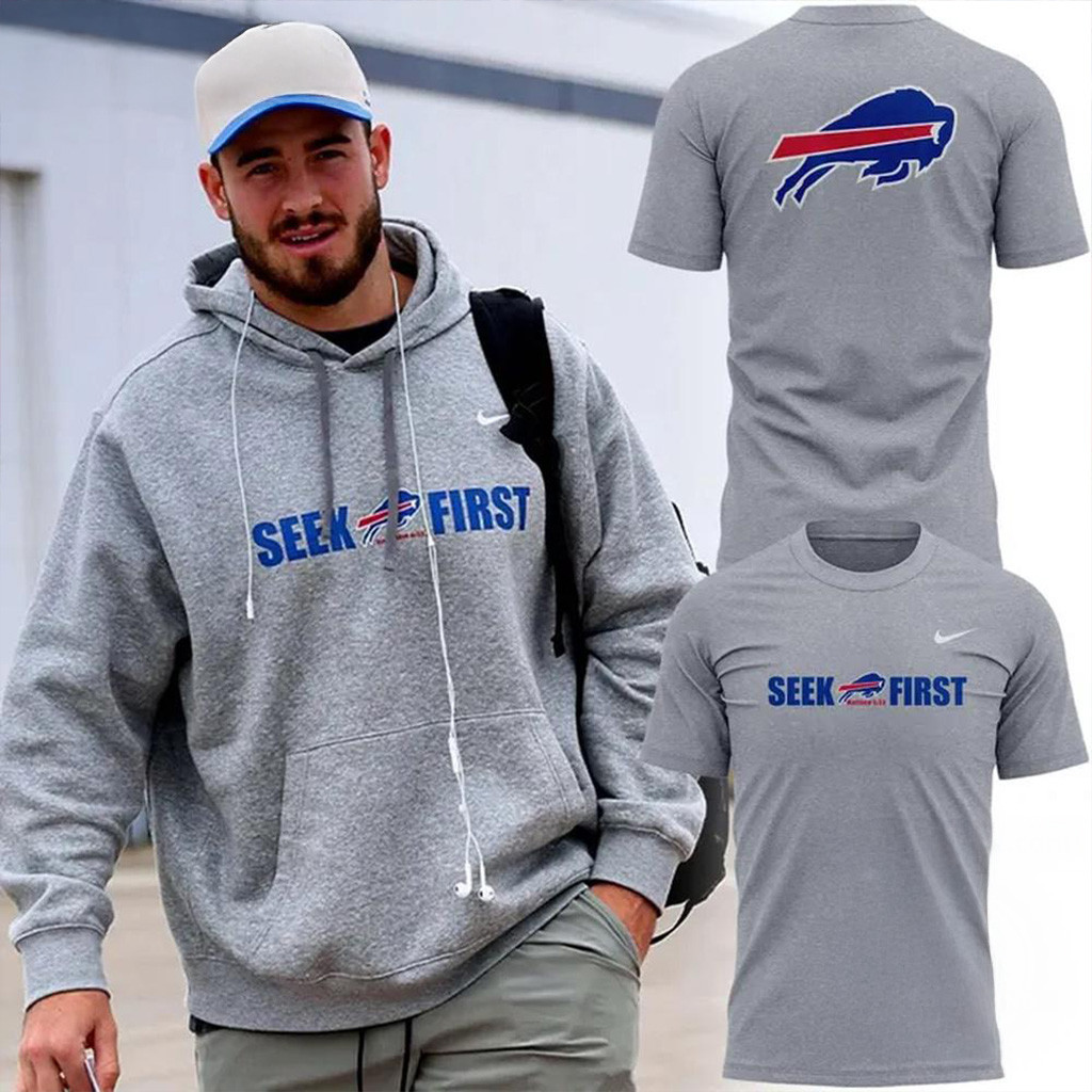 Buffalo Bills Seek First Matthew 6 33 T-Shirt Bills Merch Christmas Gifts For Football Fan-1