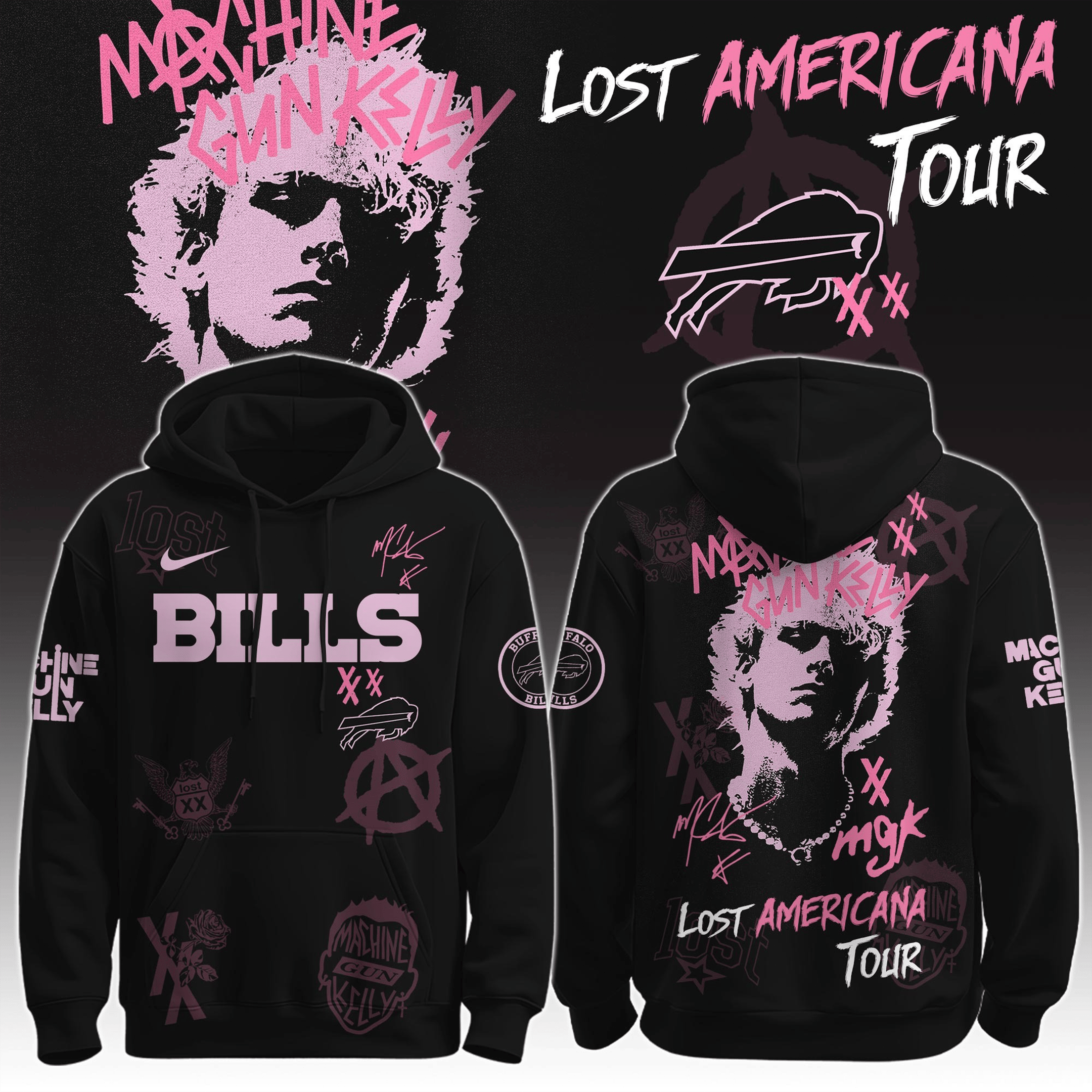 Buffalo Bills X MGK Hoodie The Lost Americana Tour Clothing Machine Gun Kelly Concert Merch-1