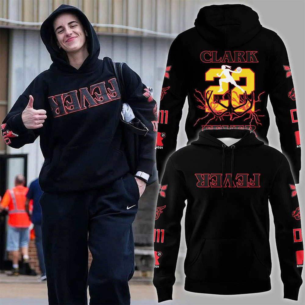 Caitlin Clark Indiana Fever Stranger Things Hoodie Fever Upside Down Caitlin Clark Merch-1