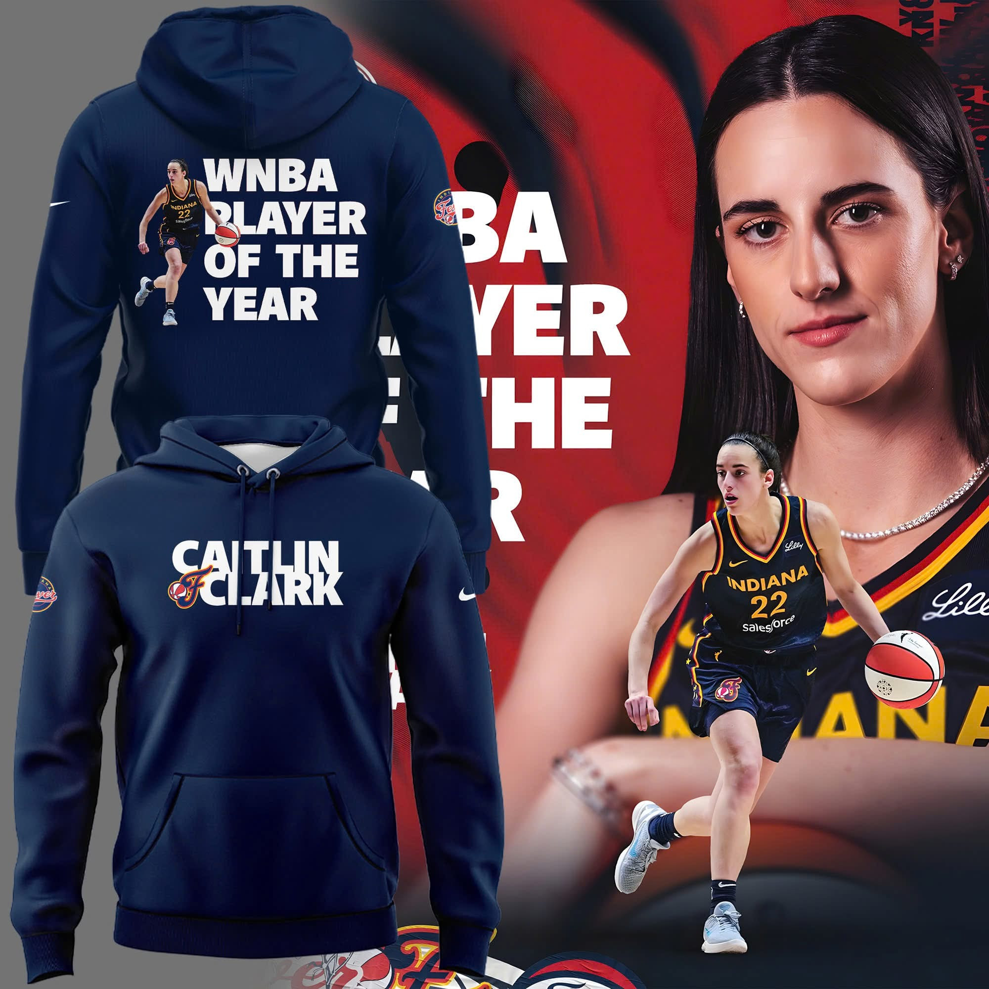Caitlin Clark WNBA Player Of The Year Hoodie Indiana Fever Merch Best Gifts For Fans-1