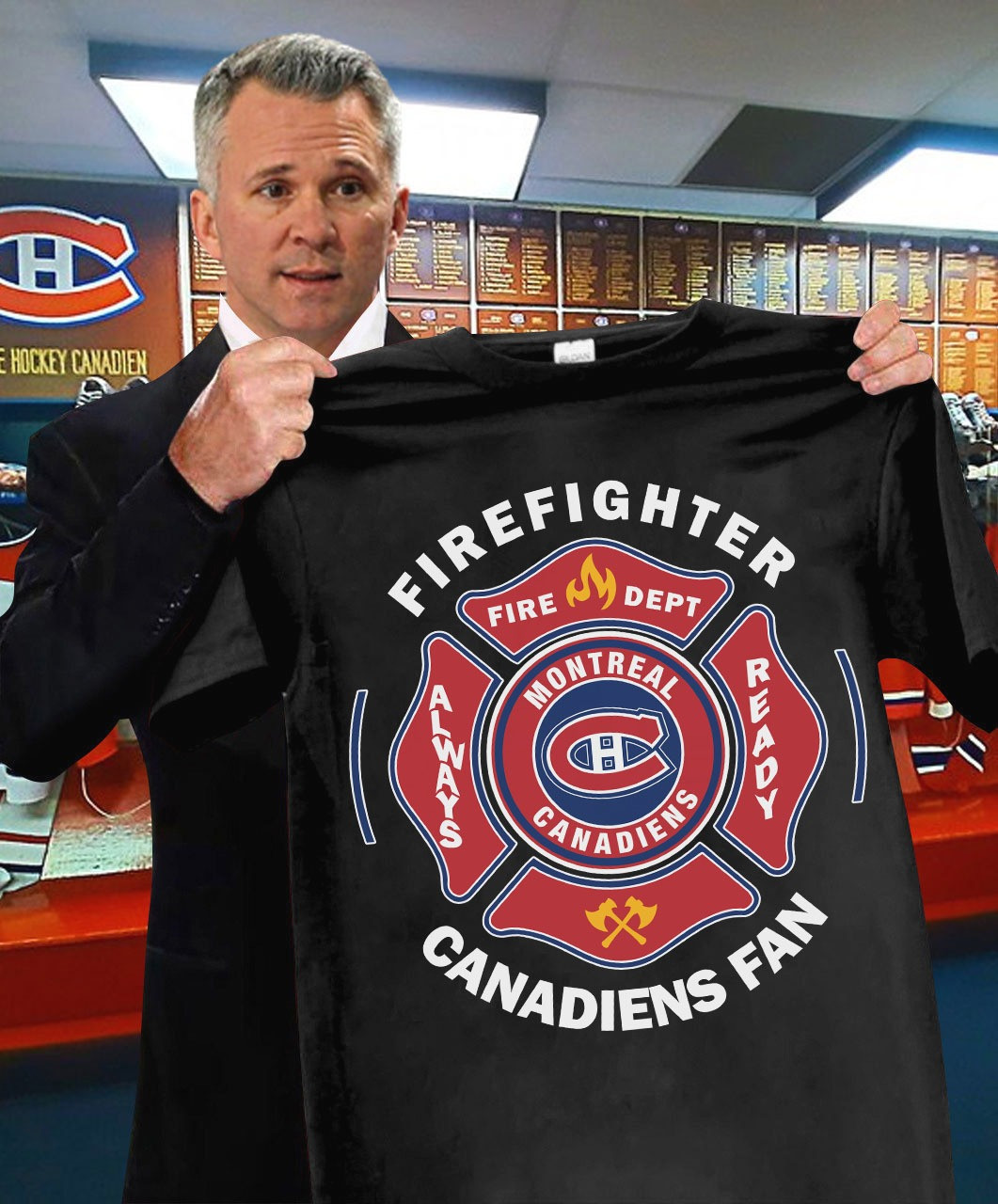 Canadiens Fan Firefighter Fire Depts T-Shirt Montreal Canadiens Hockey Fan Gifts-1