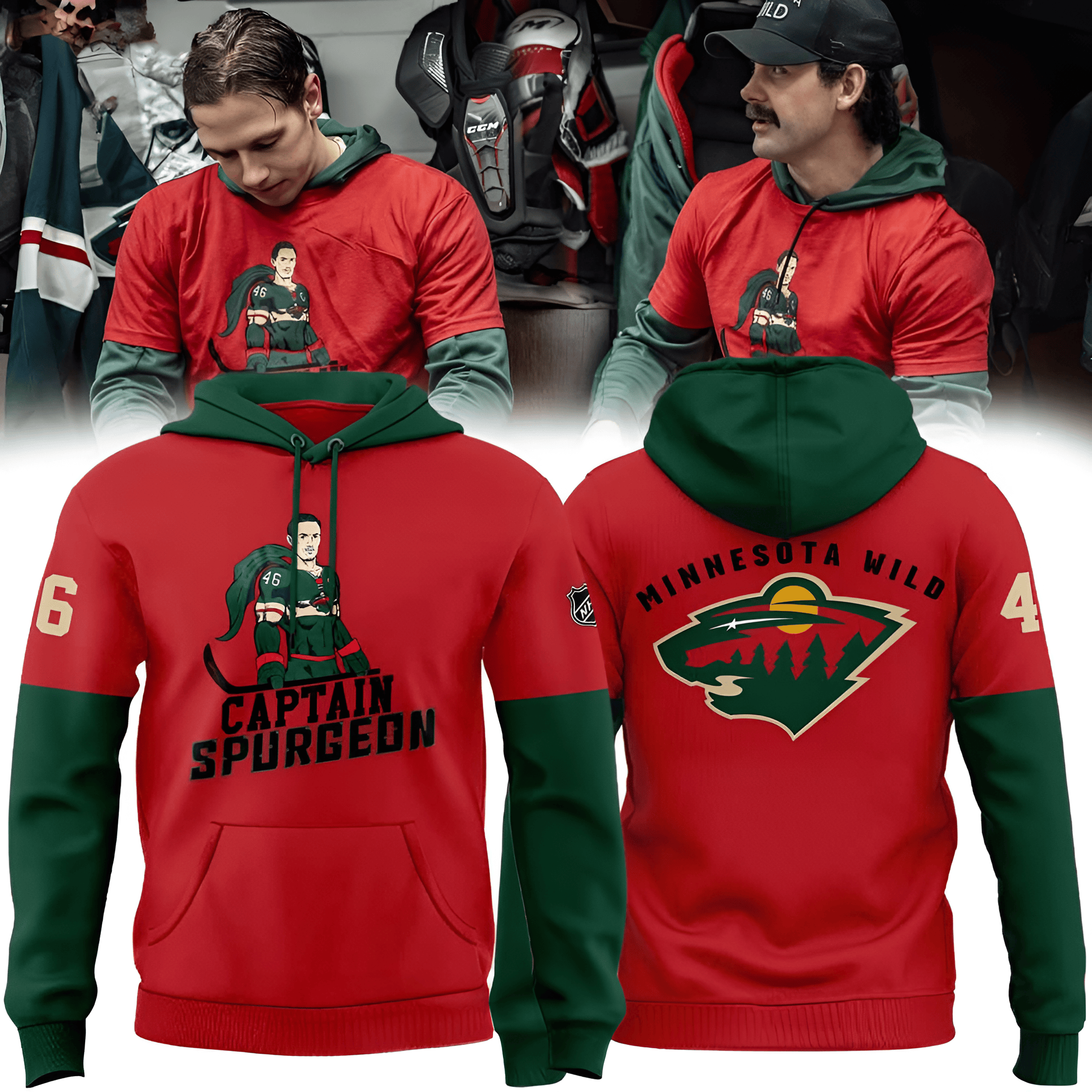 Captain Spurgeon NHL Minnesota Wild Hoodie Minnesota Wild Clothing Jared Spurgeon Fans Gifts-1