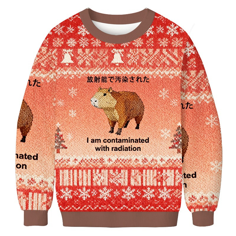 Capybara I Am Contaminated With Radiation Ugly Christmas Sweater Funny Xmas Gift 2025-1