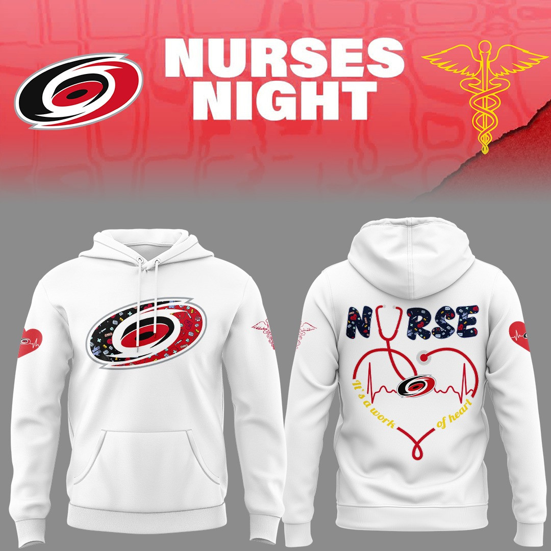 Carolina Hurricanes Nurses Night Hoodie It's A Work Of Heart Nurse Gifts For Hockey Fans-1