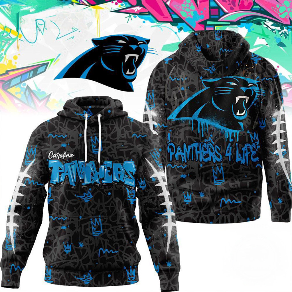 Carolina Panthers NFL Special Graffiti My Team 4 Life Hoodie Panthers Merch Xmas Gifts For Dad-1