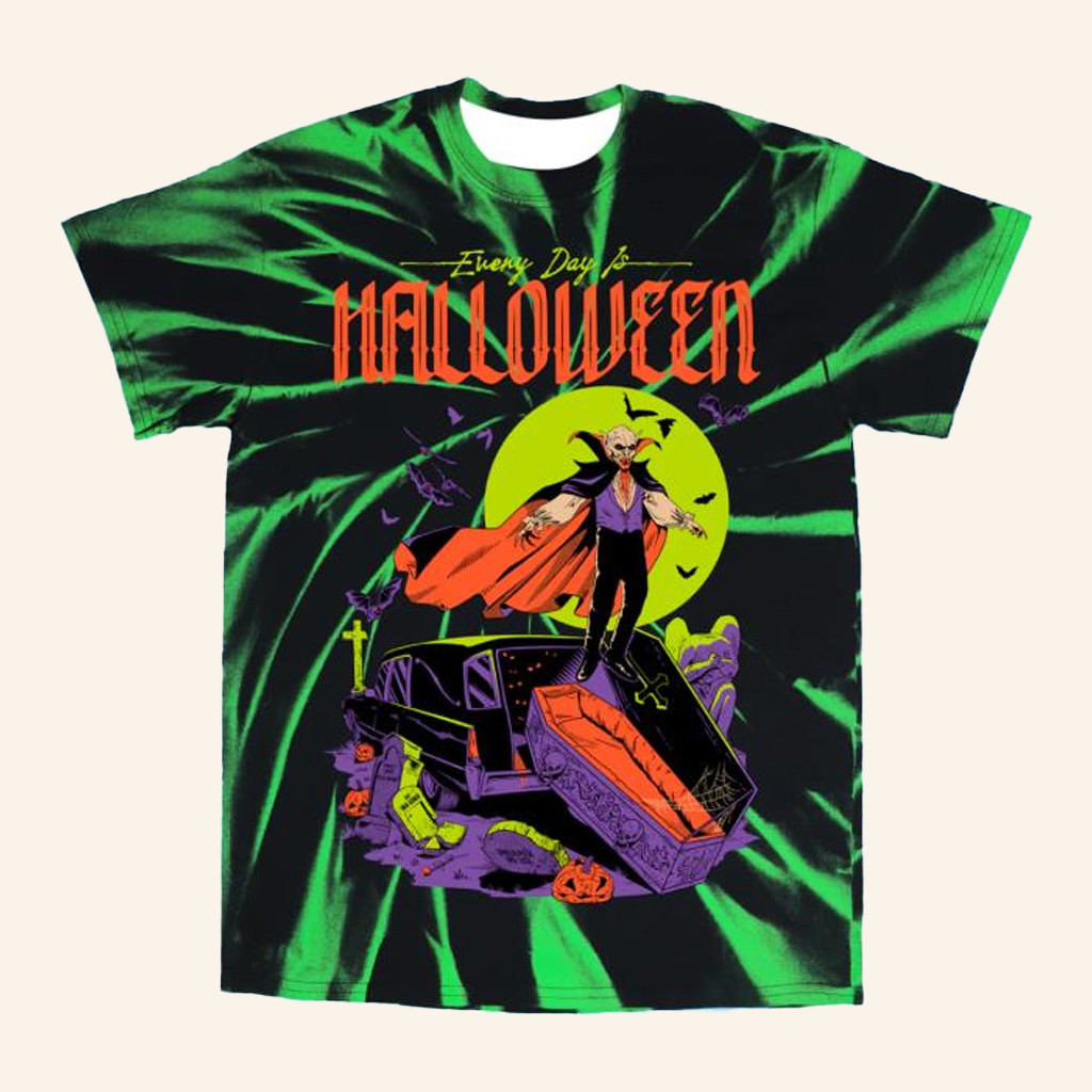 Cavitycolors Merch Every Day Is Halloween 2025 Tie Dye T-Shirt Gifts For Dudes-1