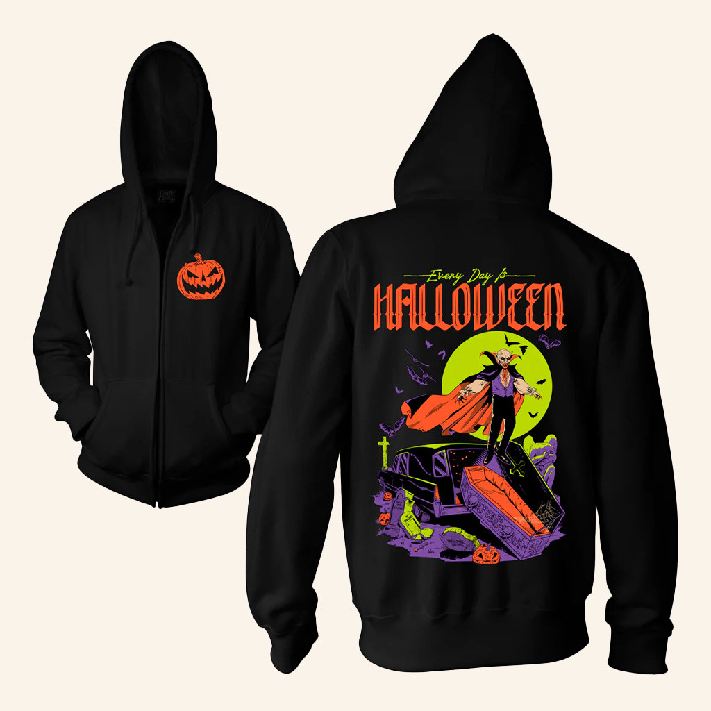 Cavitycolors Merch Every Day Is Halloween 2025 Zip Up Hoodie Gifts For Father-1