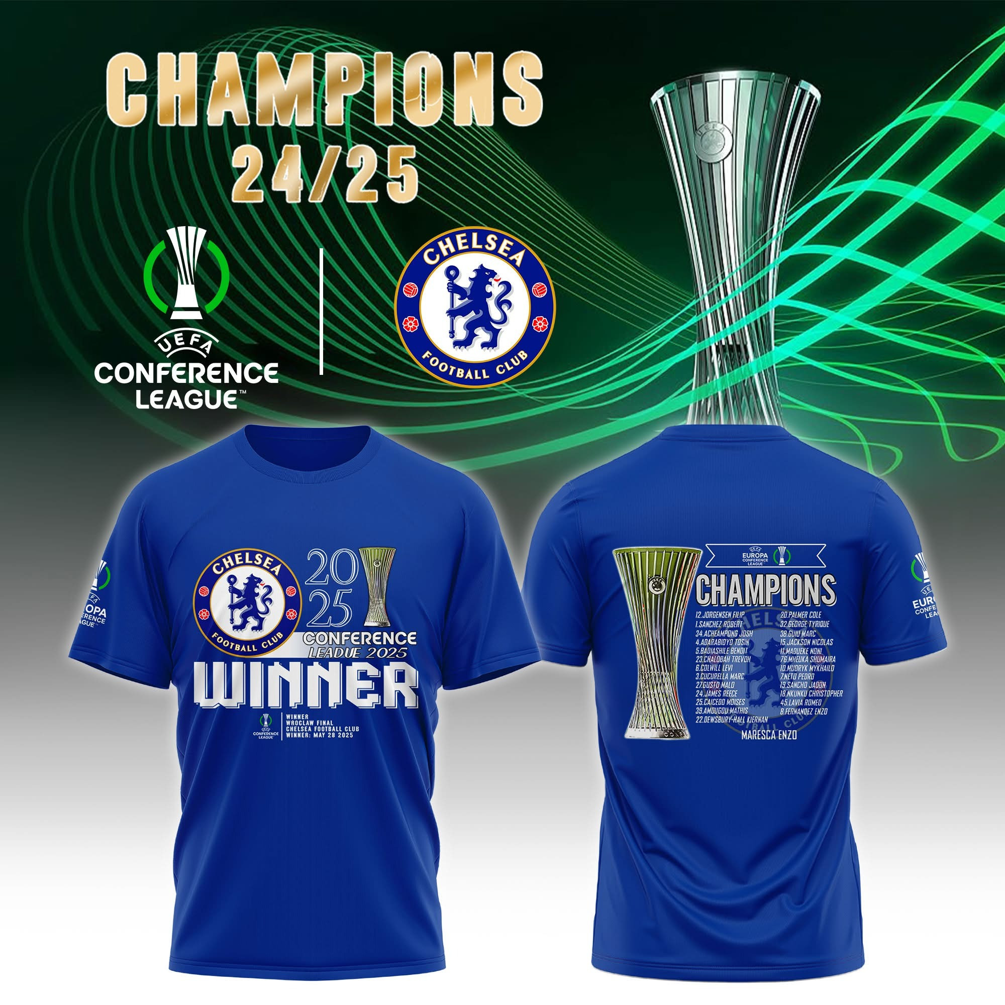 Chelsea 2025 Conference League Winner Champions Shirt Chelsea F.C. Football Fan Merch Gifts-1 Chelsea 2025 Conference League Winner Champions Shirt Chelsea F.C. Football Fan Merch Gifts-1