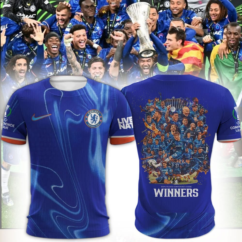 Chelsea 2025 UEFA Conference League Winners Champions Shirt The Blues Chelsea F.C. Fan Gifts-1 Chelsea 2025 UEFA Conference League Winners Champions Shirt The Blues Chelsea F.C. Fan Gifts-1