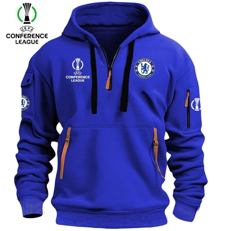 Chelsea F.C. Europa Conference League Quarter Zip Hoodie Chelsea Football Gifts For Fans-1 Chelsea F.C. Europa Conference League Quarter Zip Hoodie Chelsea Football Gifts For Fans-1
