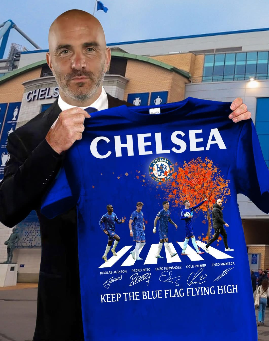 Chelsea F.C. U Keep The Blue Flag Flying High T-Shirt Signature Chelsea Football Club Gifts-1