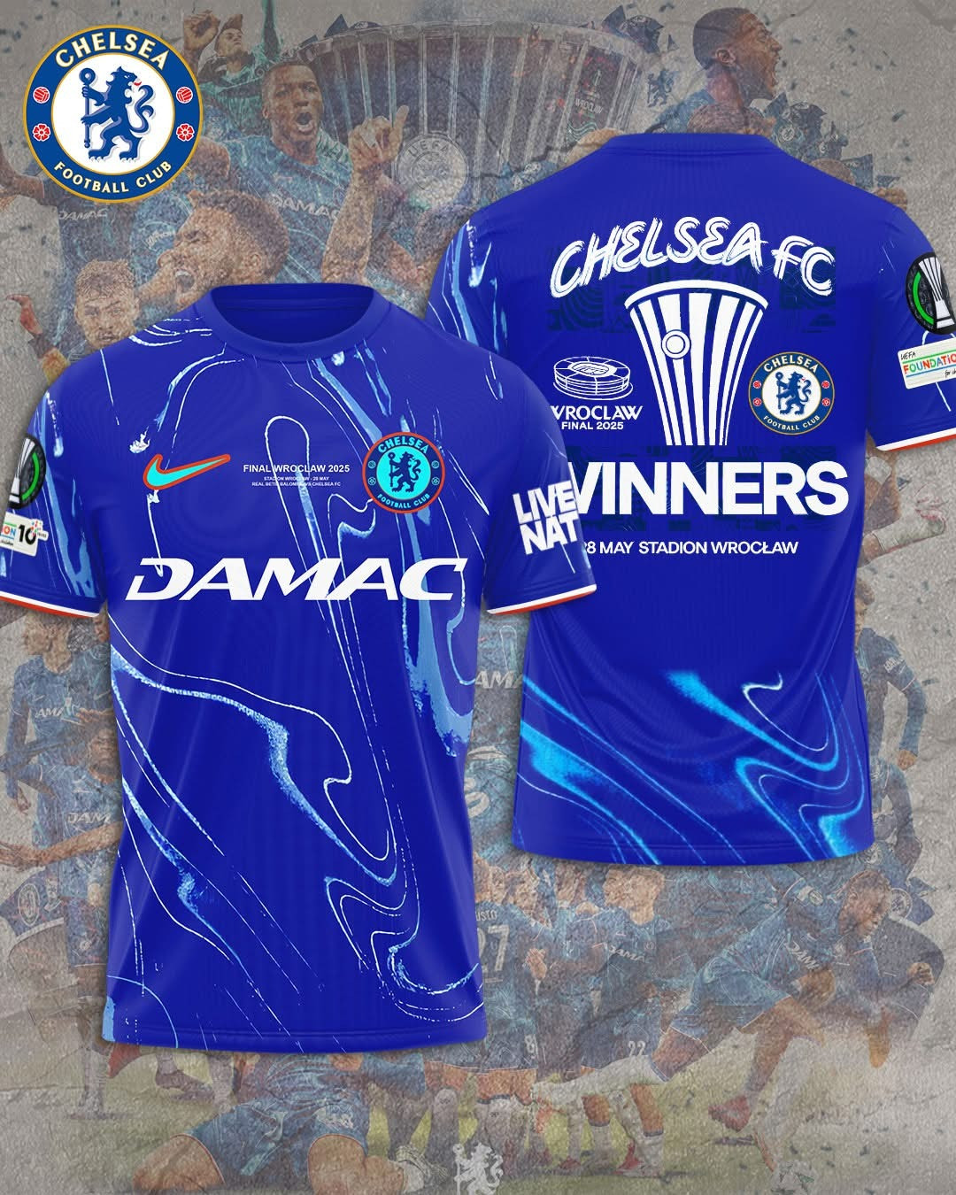 Chelsea FC 2025 Europe UEFA Conference League Champions Shirt The Blues Fan Merch Gifts-1