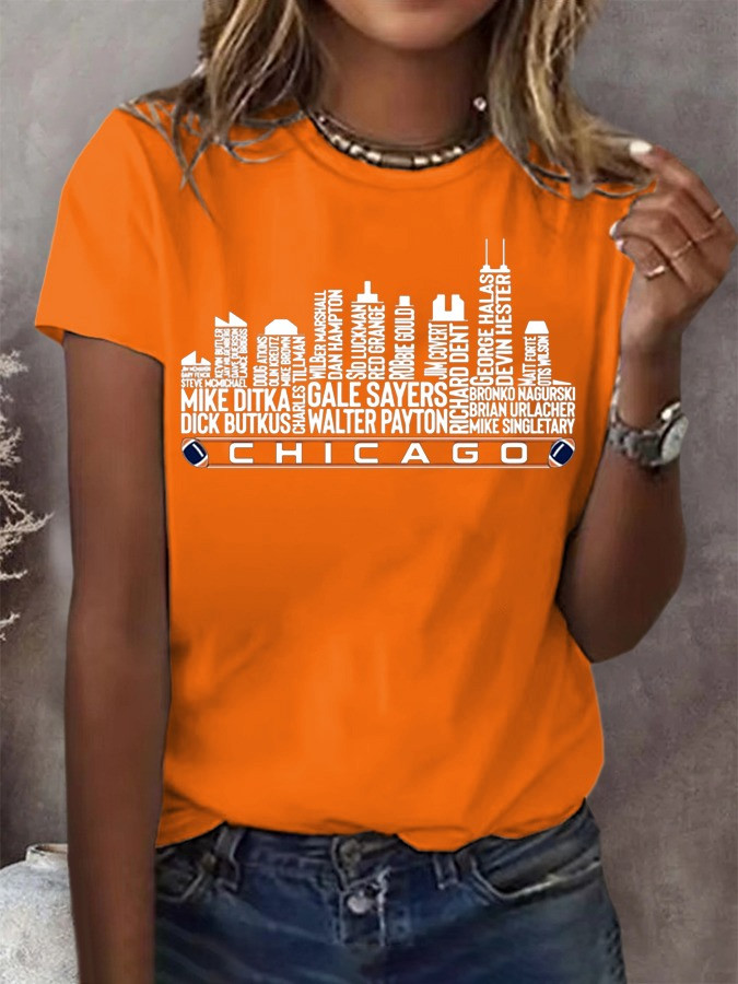 Chicago Bears Legends Skyline T-Shirt Chicago Sports Fan Shirt Gifts For Women-1
