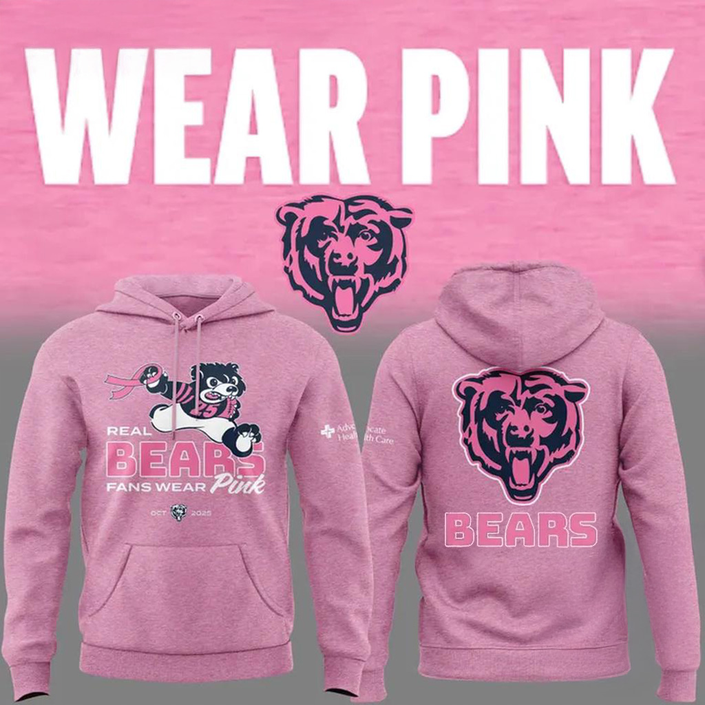 Chicago Bears New 2025 Real Bears Fans Wear Pink Hoodie Chicago Bears Merch Gift For Wife-1
