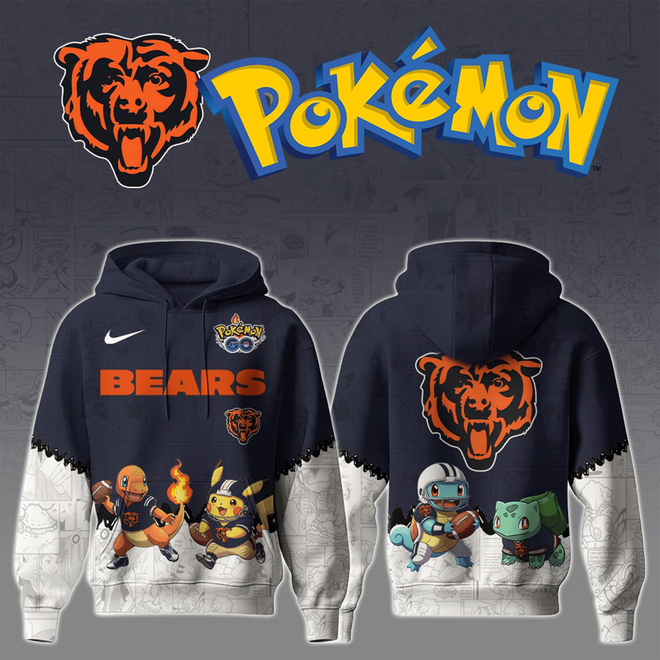 Chicago Bears X Pokemon Hoodie Chi Bears Special Pokemon Limited Edition Hoodie Football Gifts-1