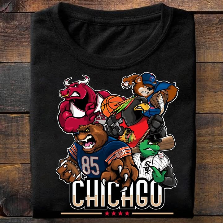 Chicago City Sport Teams Mascots T-Shirt Best Gifts For Chicago Sport Teams Lovers Fans-1