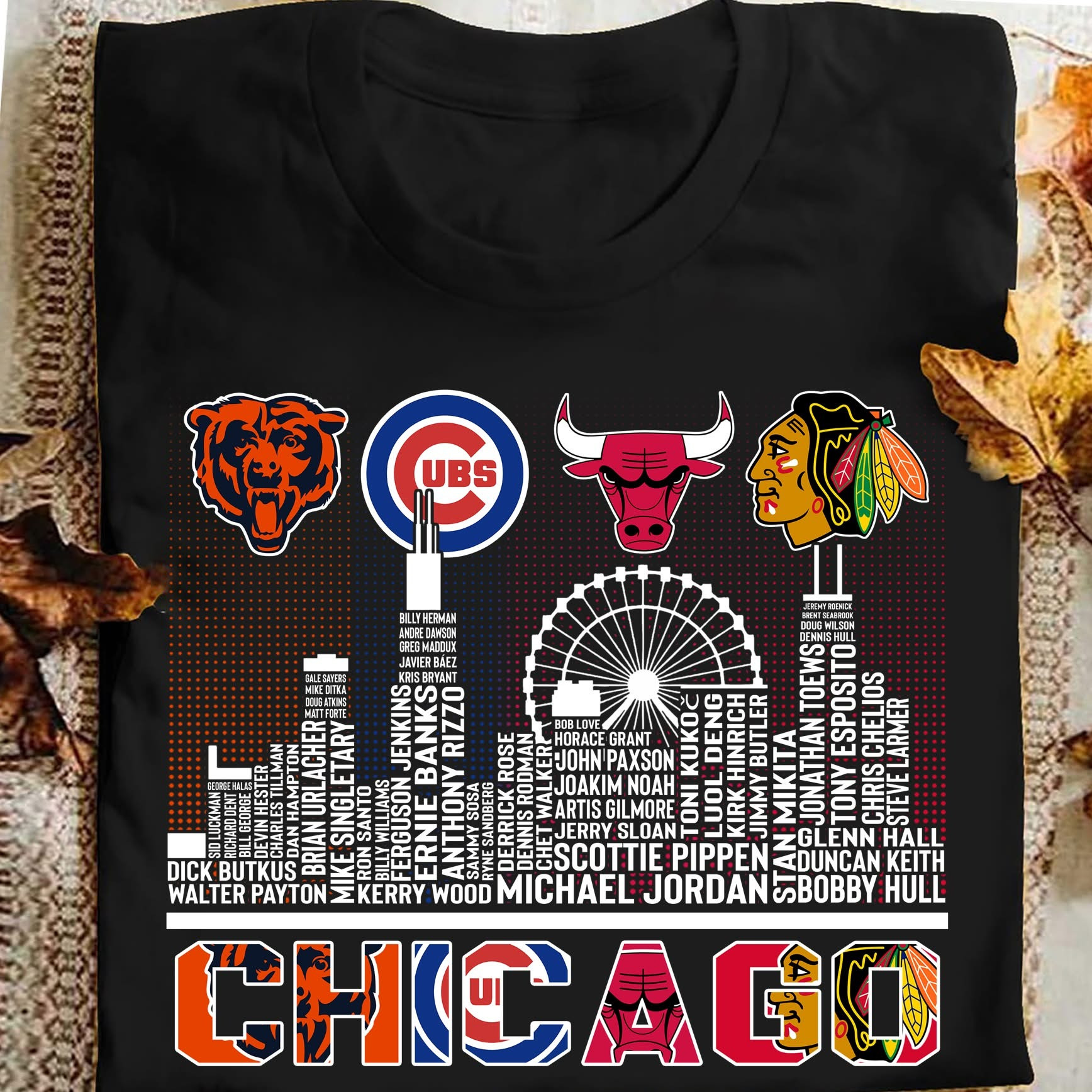 Chicago City Sport Teams Shirt Bears Cubs Bulls Blackhawks Chicago Legends Gifts For Fans-1