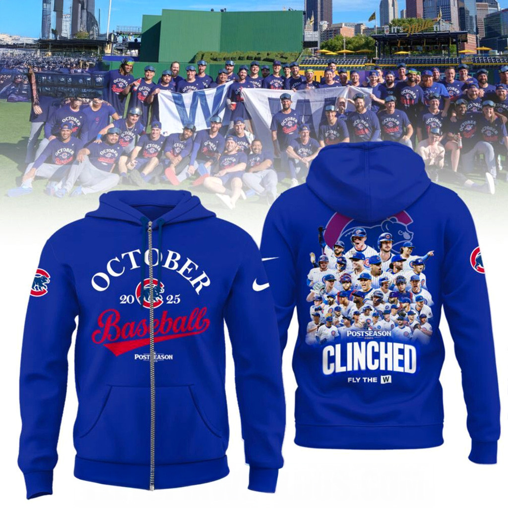 Chicago Cubs 2025 Postseason Clinched Zip Hoodie Chicago Cubs Merch Gift For Husband-1