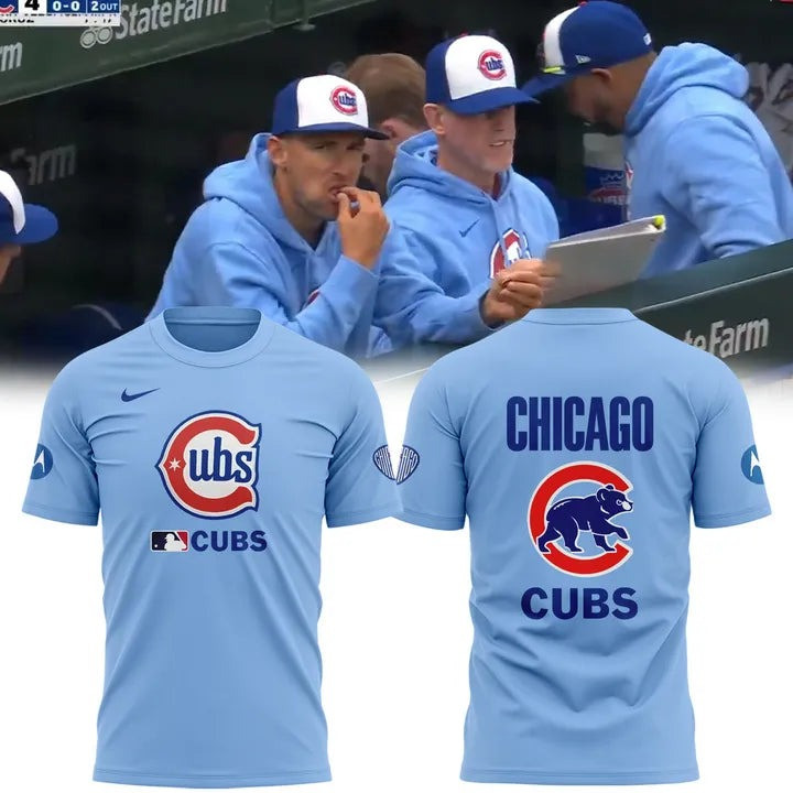 Chicago Cubs Alternate T-Shirt City Connect MLB Light Blue Best Gifts For Cubs Fans-1