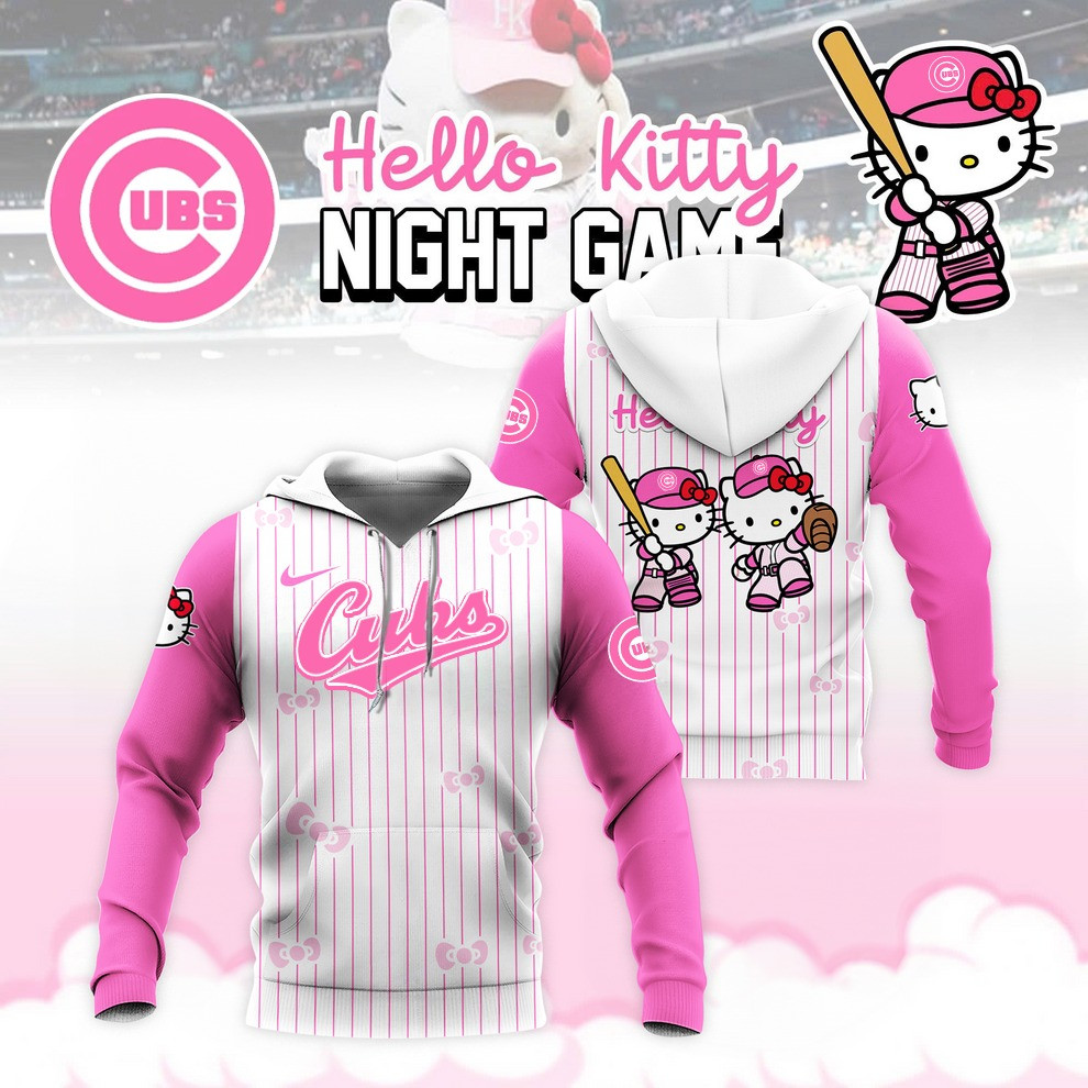 Chicago Cubs Hello Kitty Night Game Hoodie Baseball Lover Best Cute Gifts For Cubs For Her-1