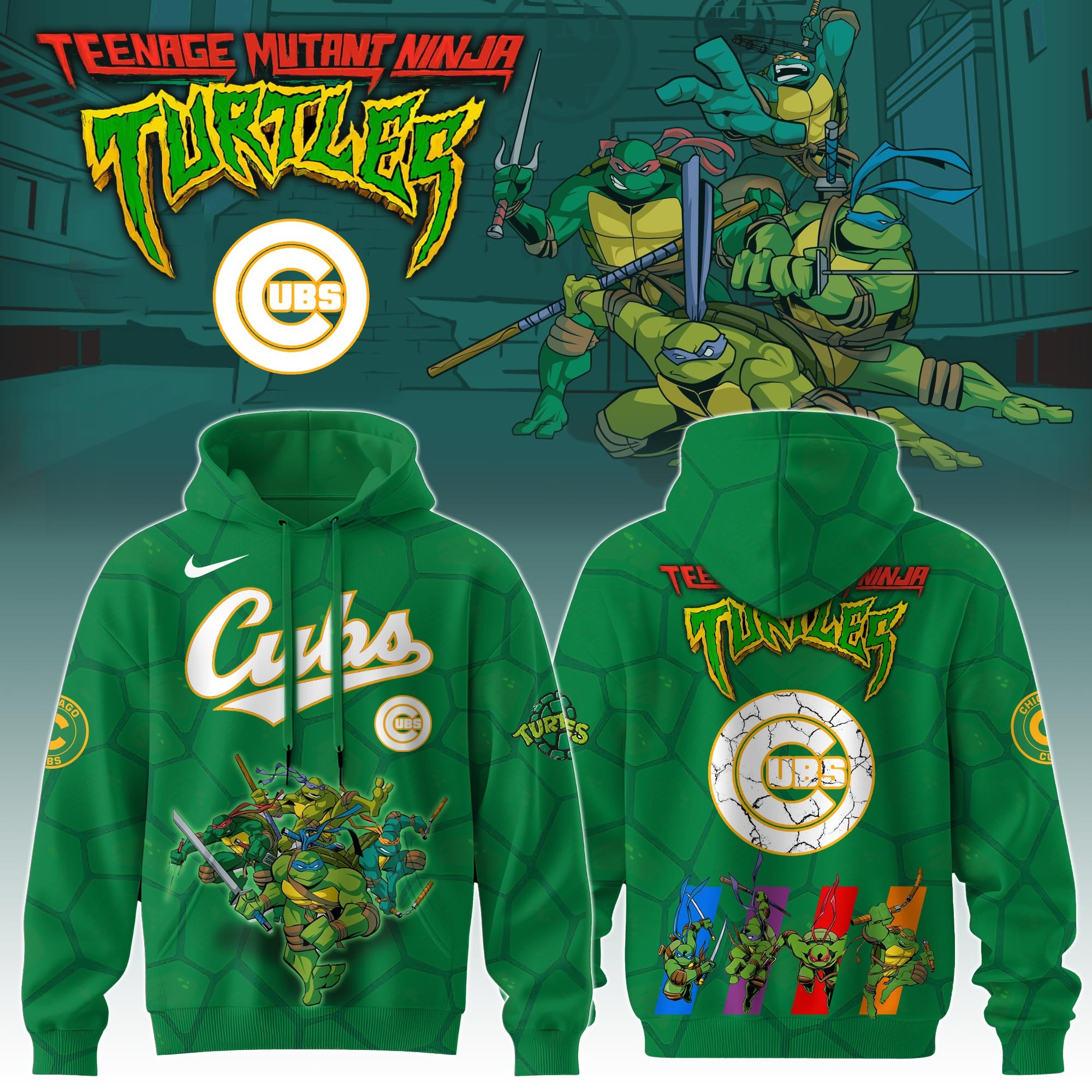 Chicago Cubs MLB X Ninja Turtles Hoodie Baseball Ninja Turtles Lovers Fan Gifts-1