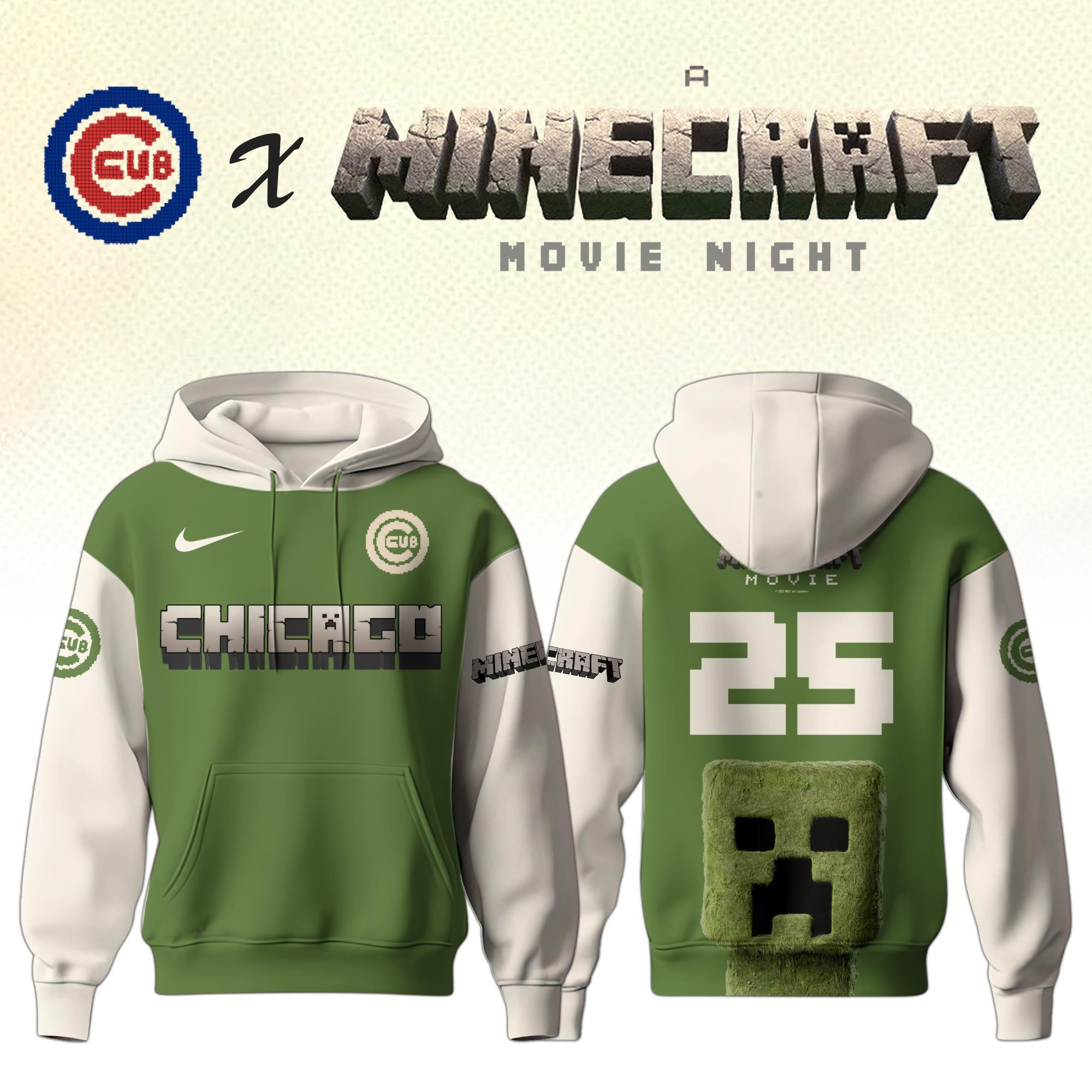 Chicago Cubs MLB x A MINECRAFT MOVIE Night Hoodie Unique Gifts Baseball Fans-1