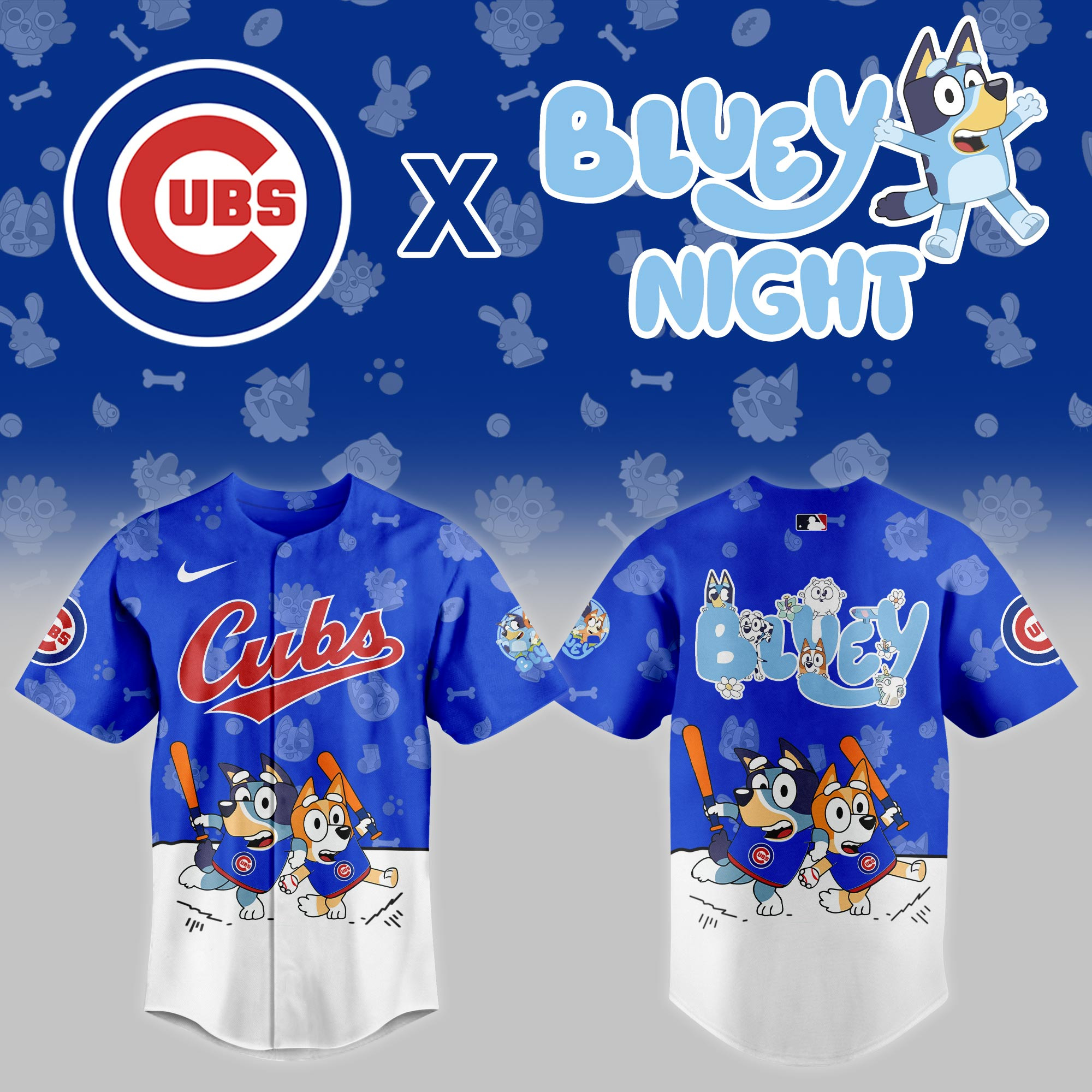 Chicago Cubs Mlb X Bluey Night Baseball Jersey For Fan-1