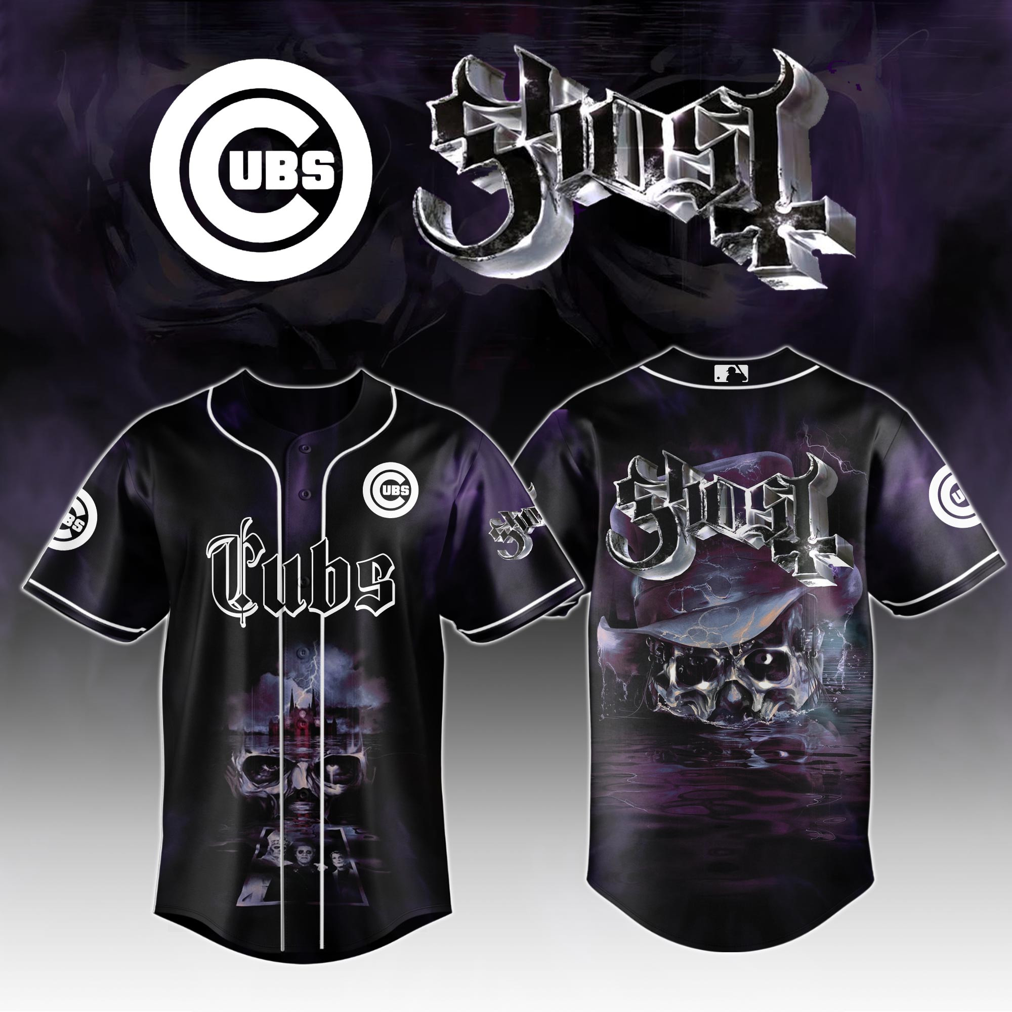 Chicago Cubs Mlb X Ghost Skeletour World Tour Baseball Jersey For Fans-1