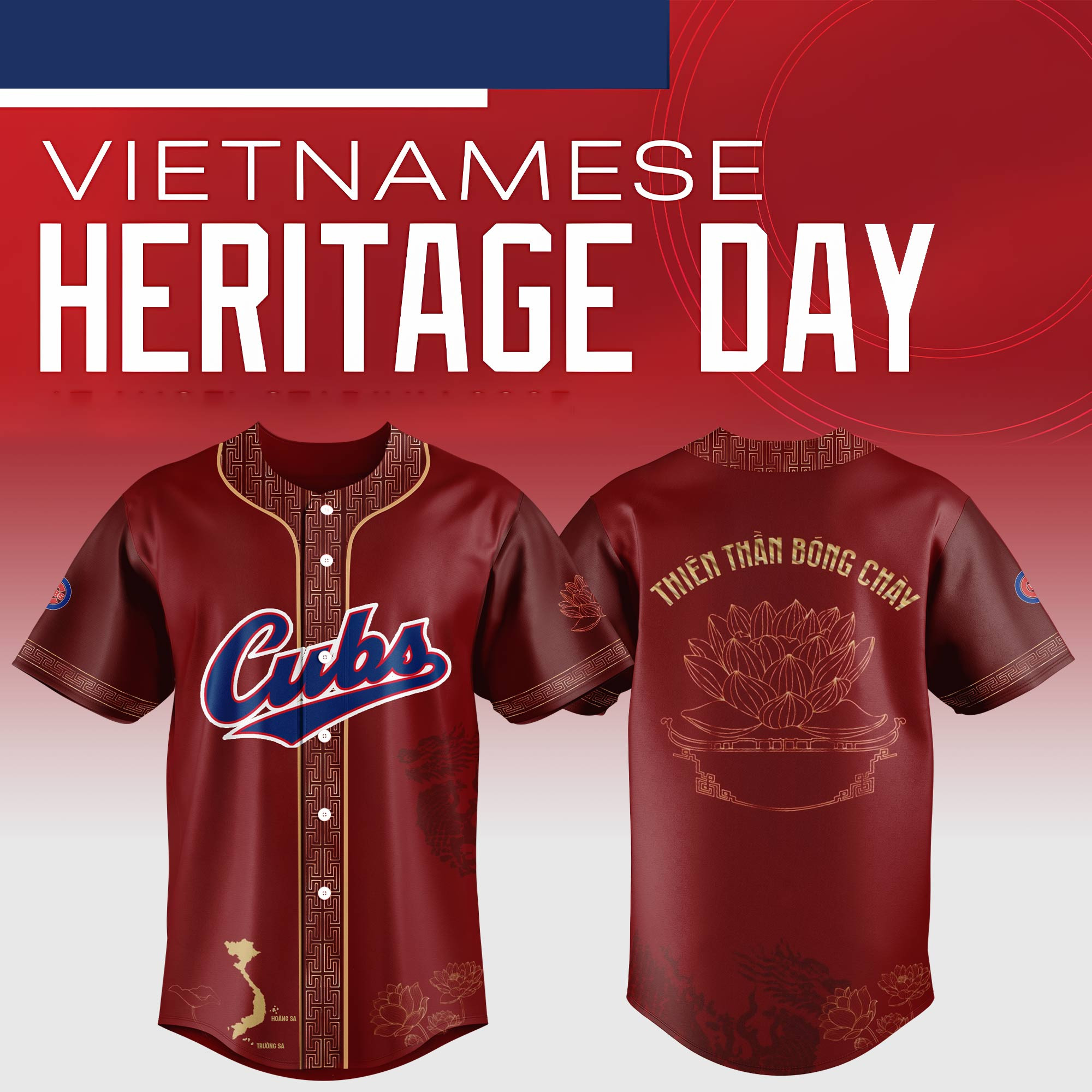 Chicago Cubs Mlb X Vietnamese Heritage Night Baseball Jersey For Fans-1