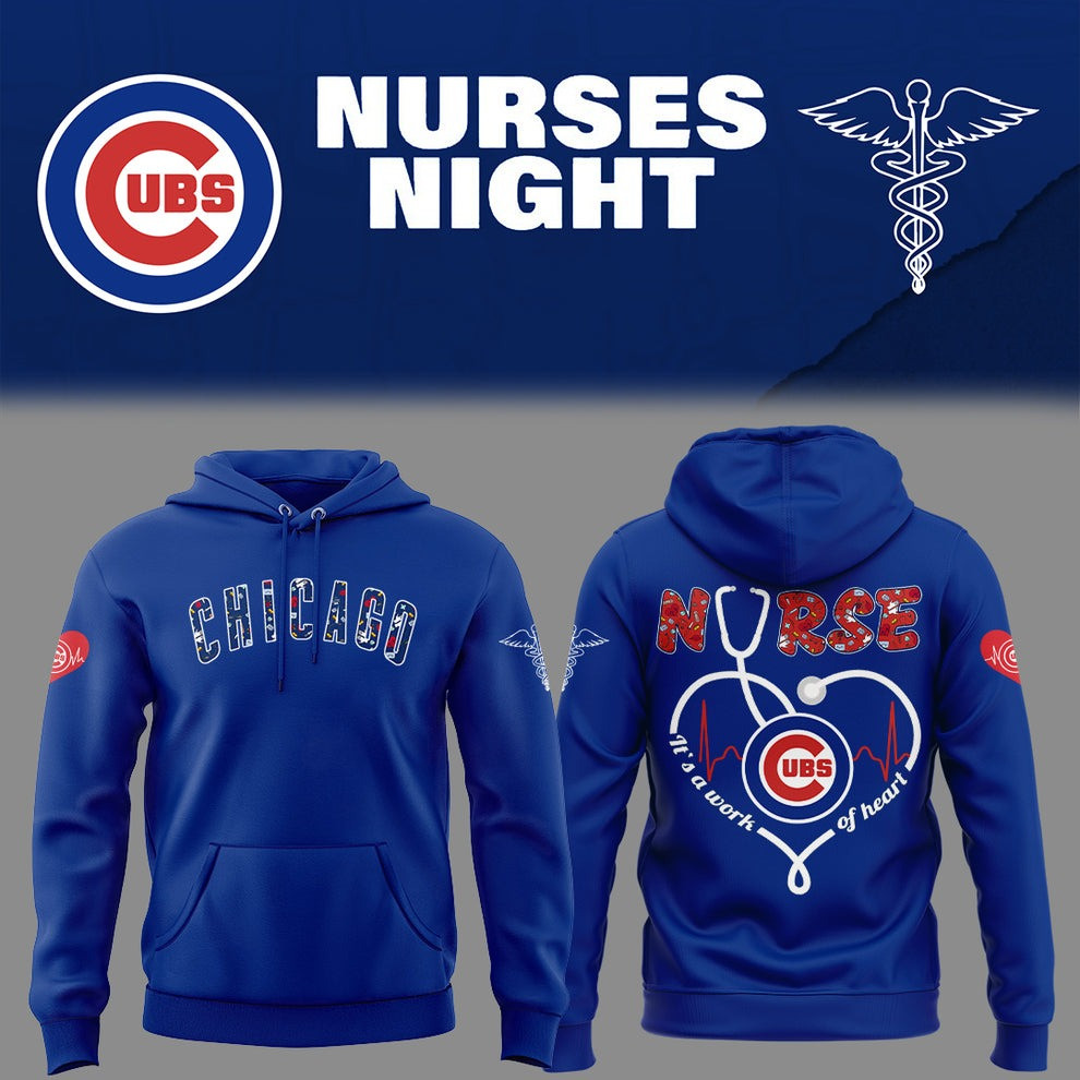 Chicago Cubs Nurses Night Hoodie It's A Work Of Heart Baseball Fan Gifts For Nurses-1
