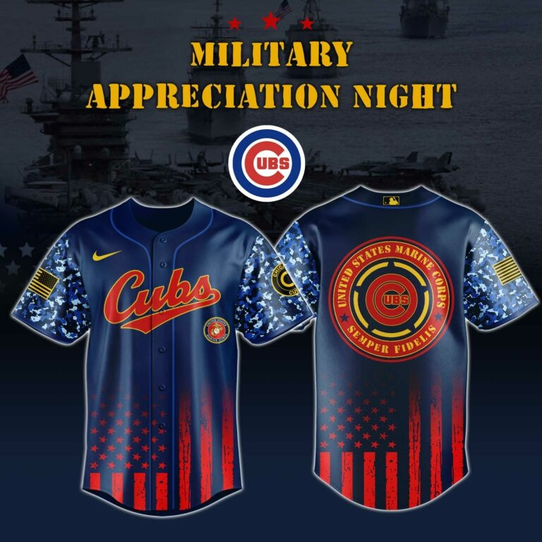 Chicago Cubs US Marine Corps Semper Fidelis Jersey USMC Military Appreciation Night Gifts-1