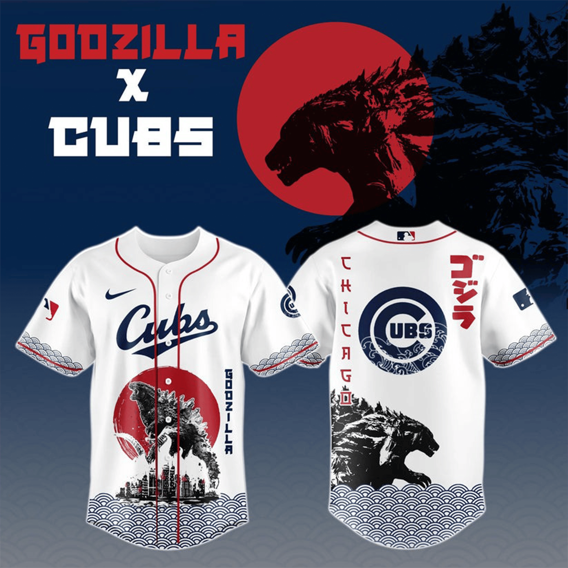 Chicago Cubs X Godzilla Day Baseball Jersey CHC Special Godzilla Limited Edition Jersey-1