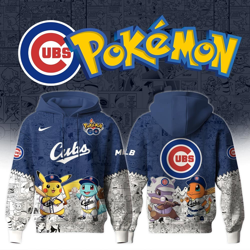 Chicago Cubs X Pokemon Go Hoodie MLB Merch Cute Best Gifts For Baseball Lovers Fans-1