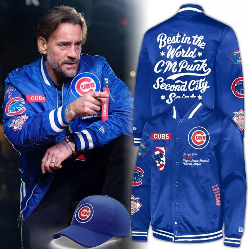 Chicago Cubs x CM Punk Special New Bomber Jacket Cubs Merch Gifts For Baseball Fans-1