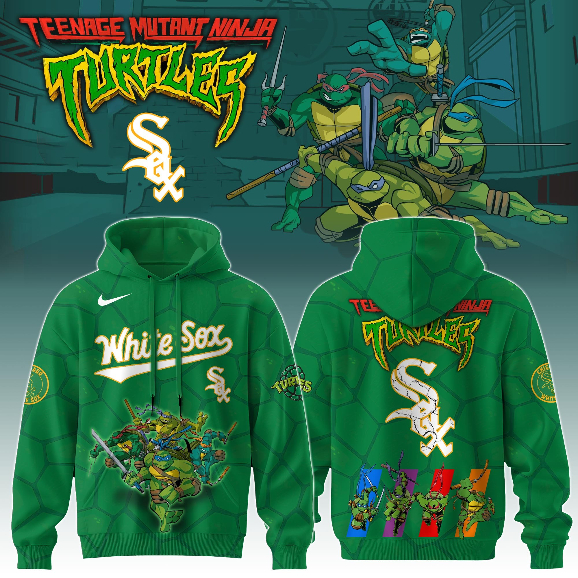 Chicago White Sox MLB X Ninja Turtles Hoodie Baseball Ninja Turtles Lovers Fan Gifts-1
