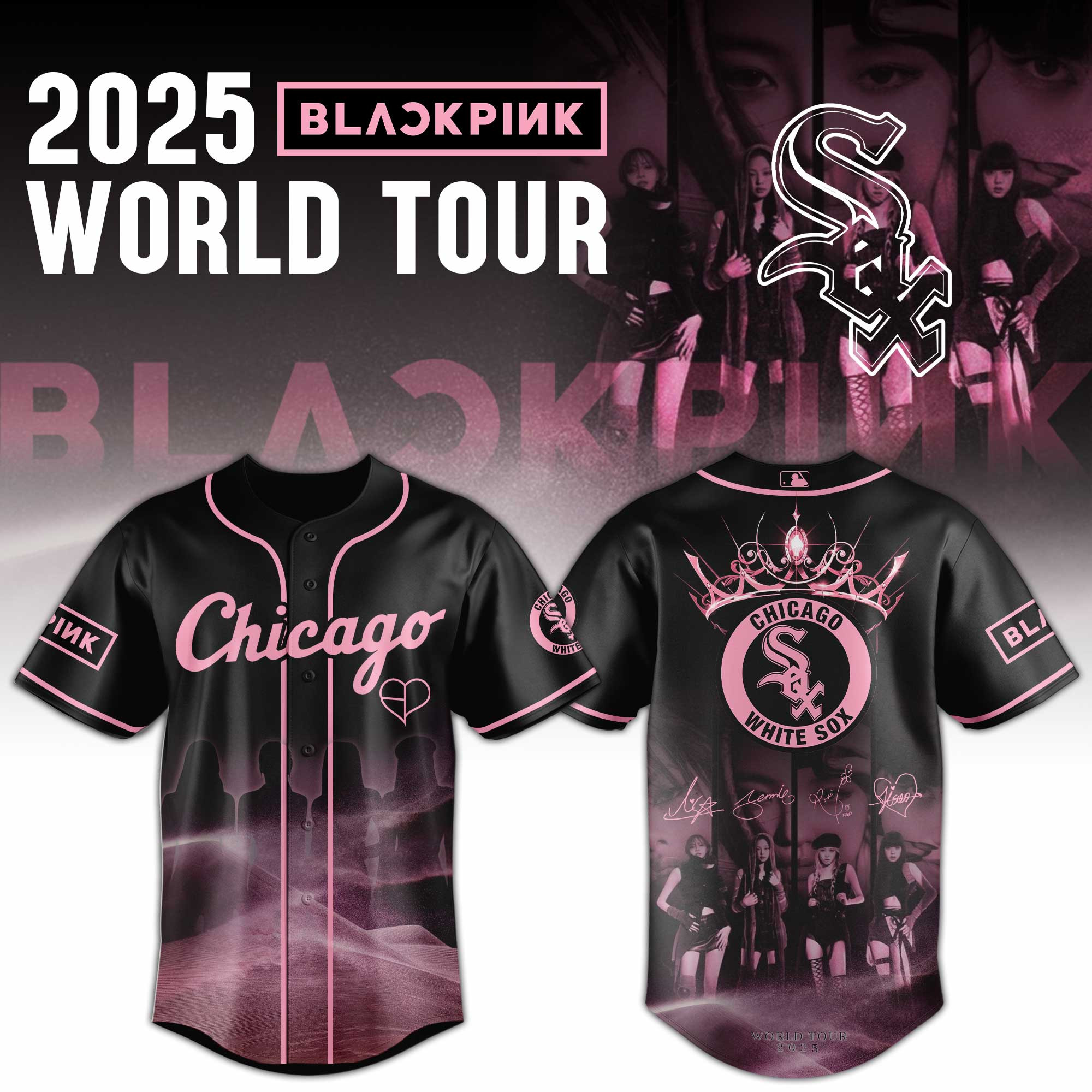 Chicago White Sox Mlb X Black Pink World Tour Baseball Jersey For Fans-1