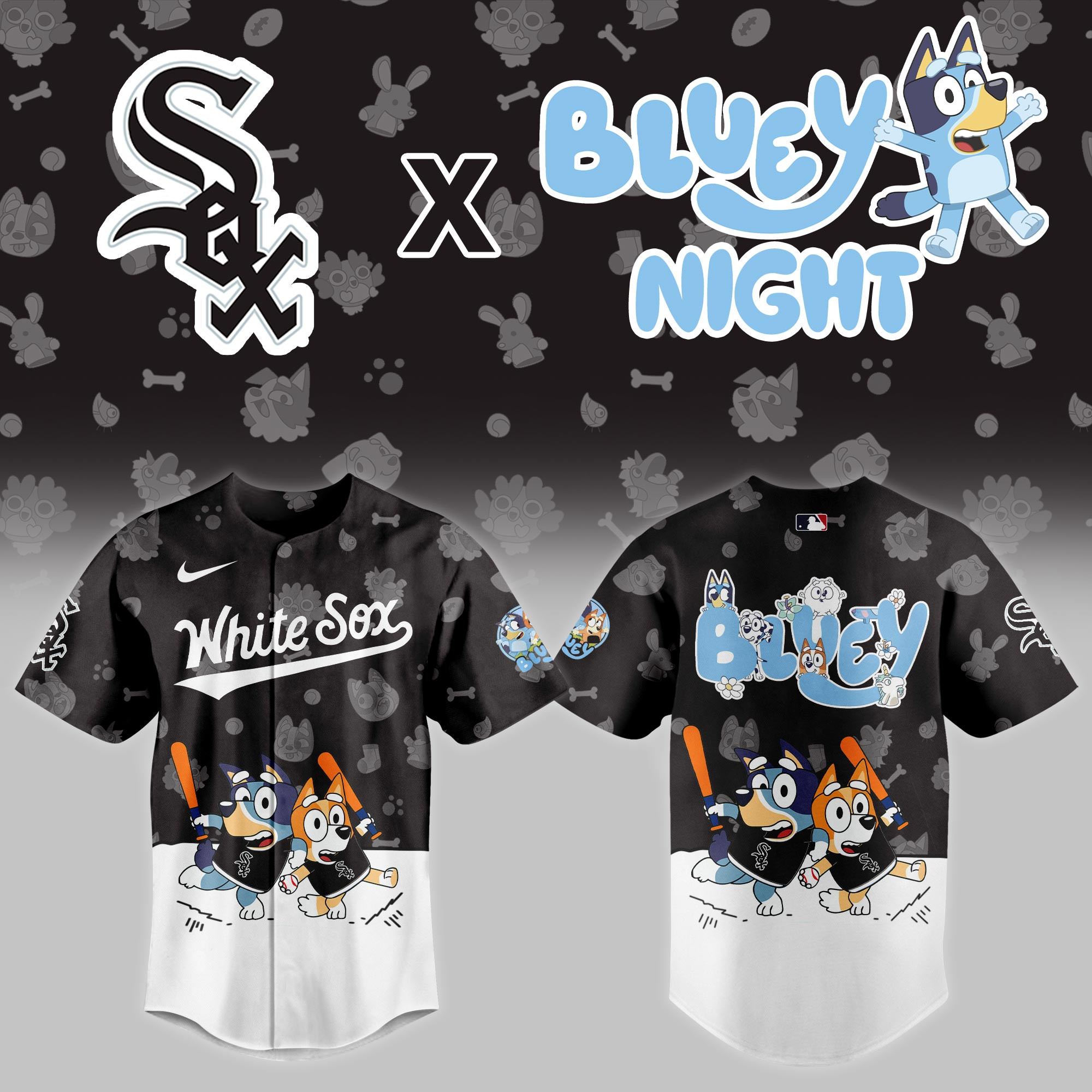 Chicago White Sox Mlb X Bluey Night Baseball Jersey For Fan-1