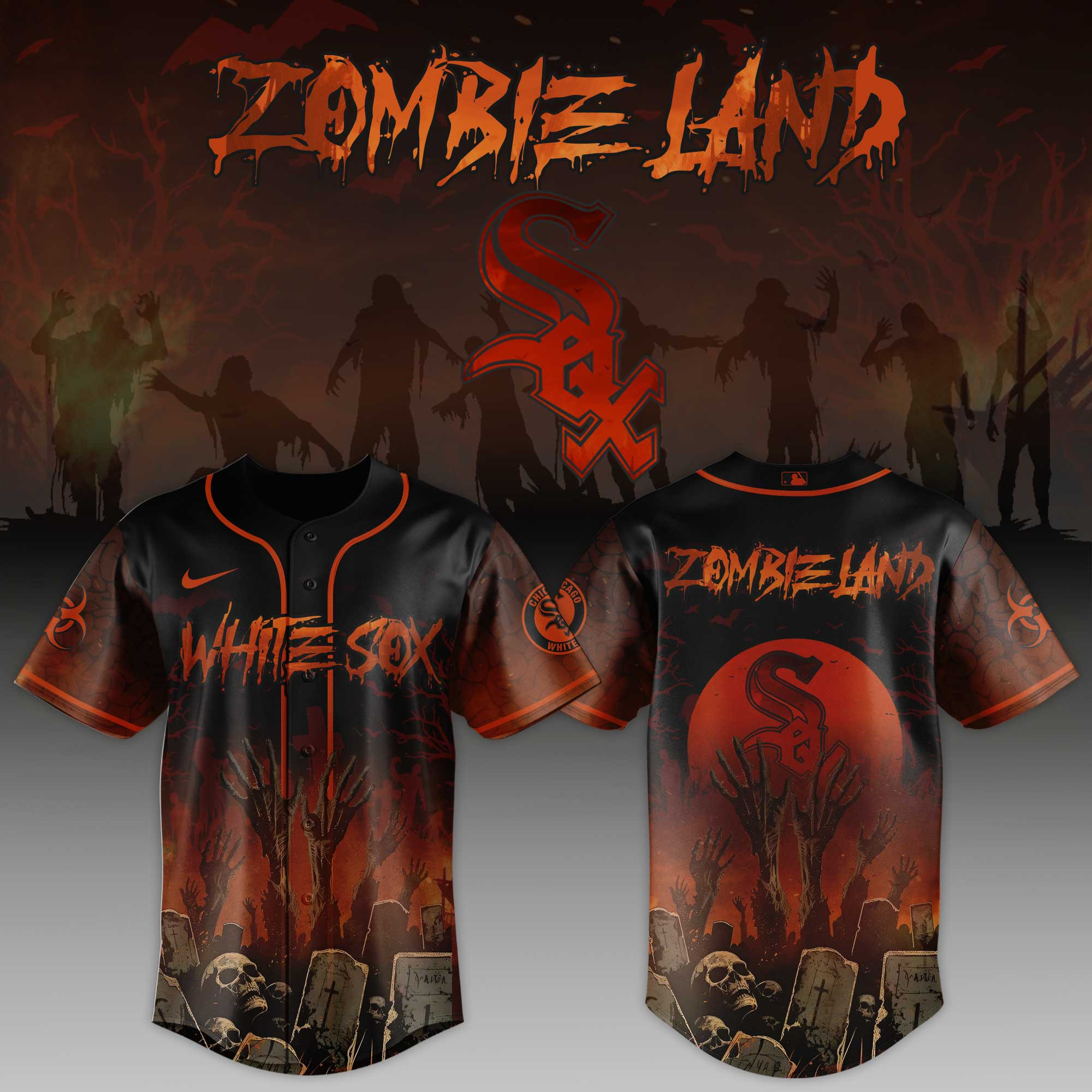 Chicago White Sox Mlb X Zombie Land Baseball Jersey For Fans-1