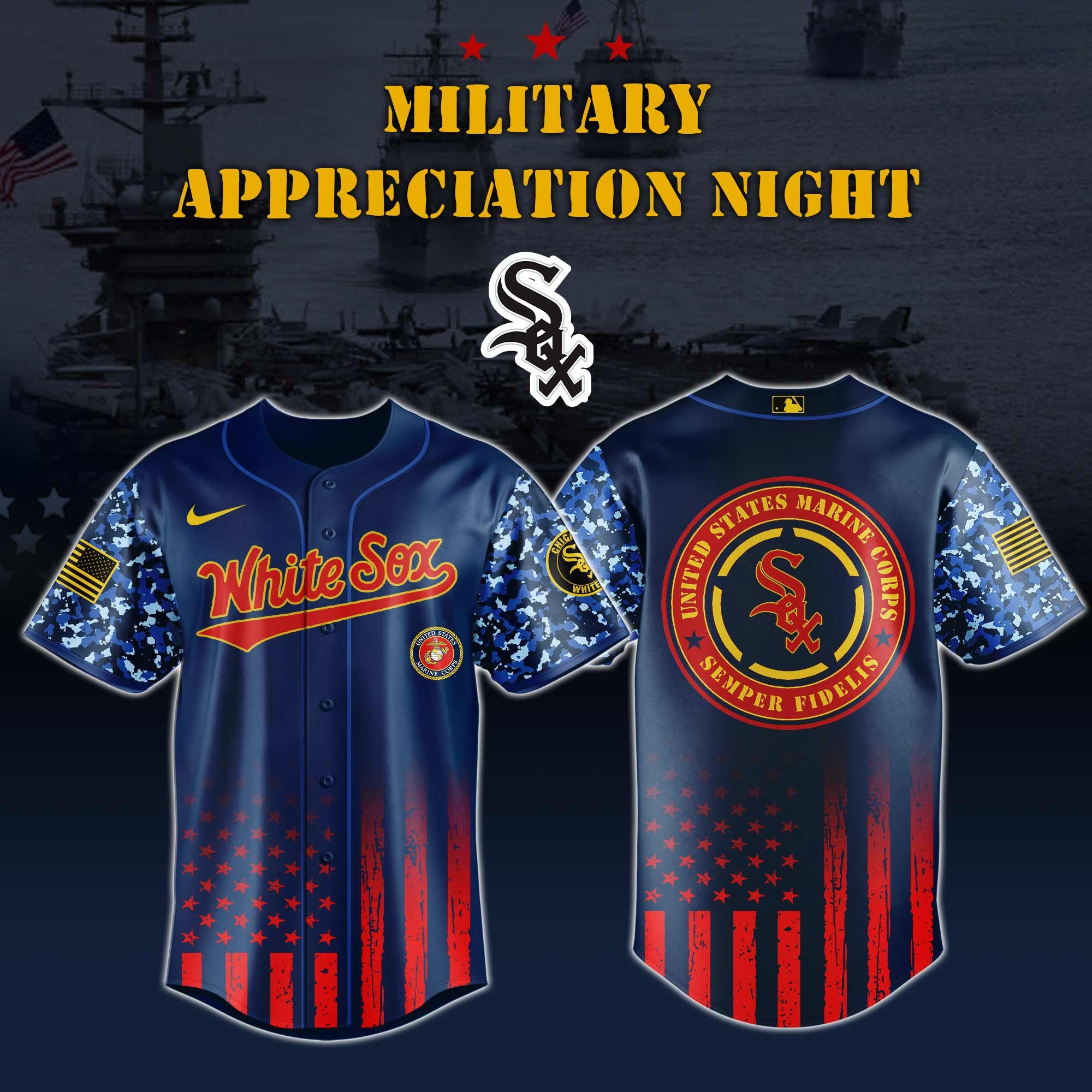Chicago White Sox US Marine Corps Jersey MLB Military Appreciation Night USMC Merch Gifts-1 Chicago White Sox US Marine Corps Jersey MLB Military Appreciation Night USMC Merch Gifts-1