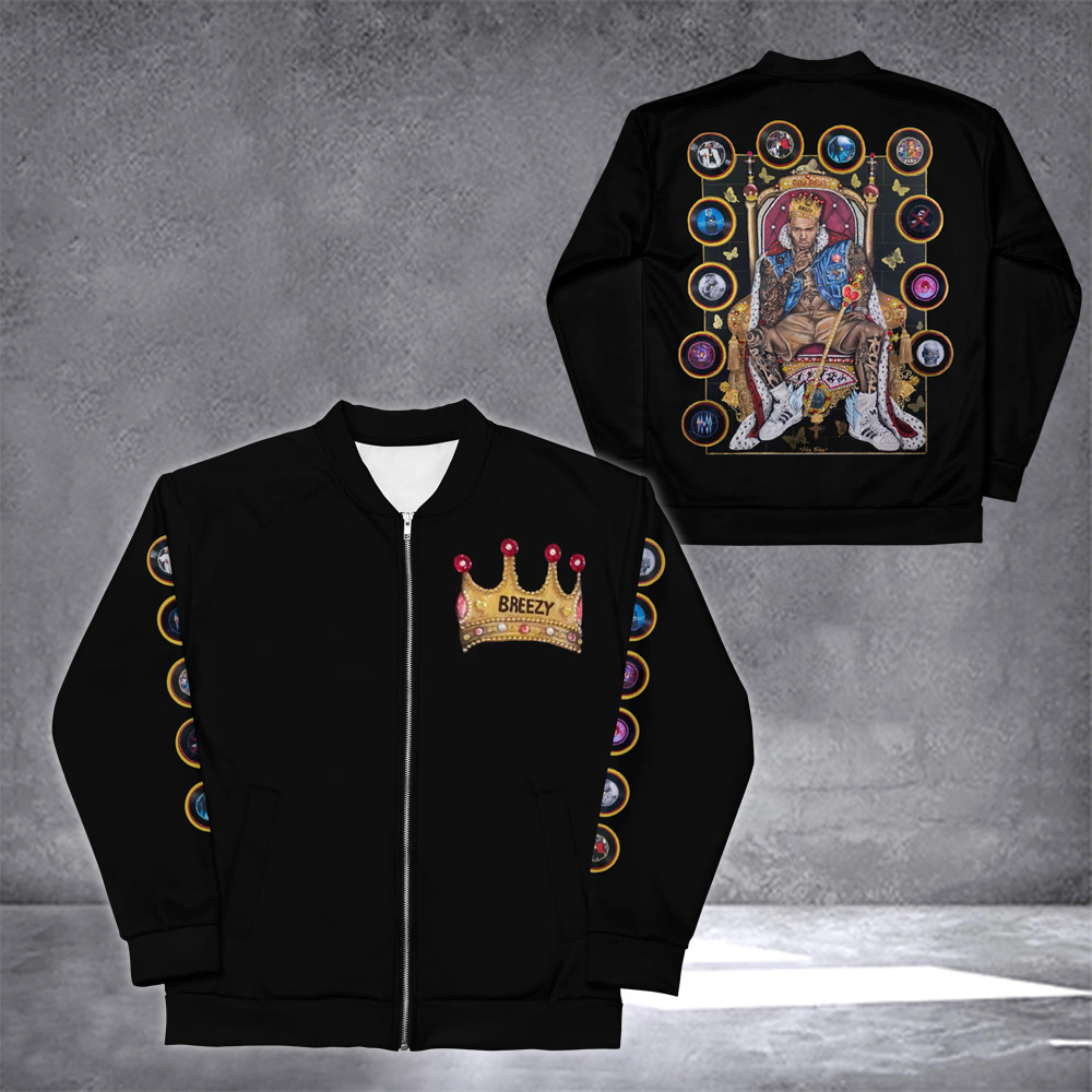 Chris Brown Breezy Bowl 2025 Tour Merch Bomber Jacket King Breezy-1